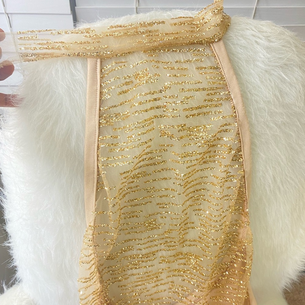 GOLD SHEER GLlTTERY SEQUIN DRESS